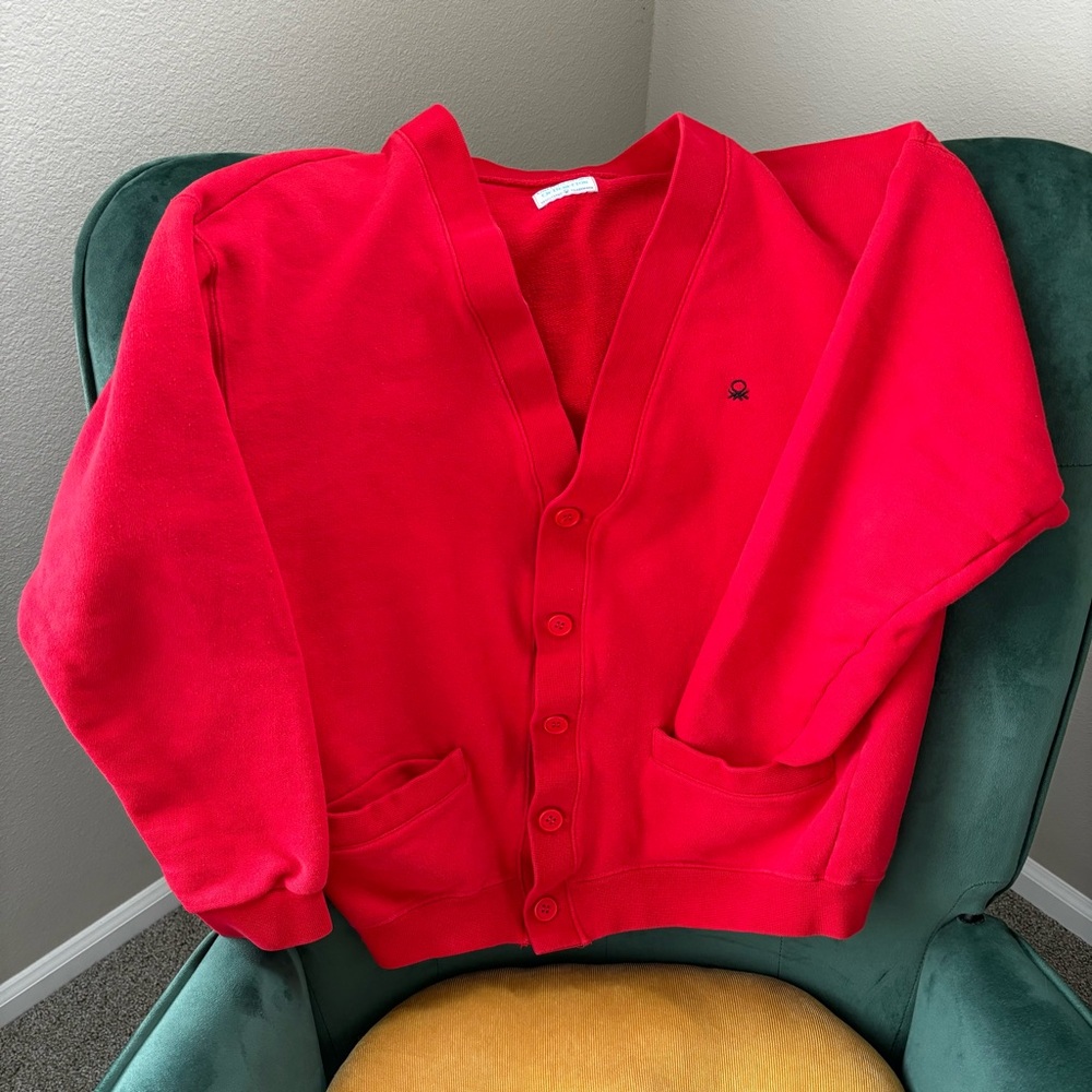 Vintage Benetton Sweatshirt Cardigan Sz M